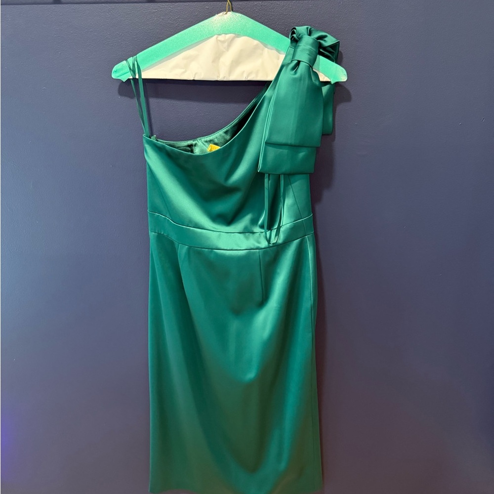 Alex Marie One-Shoulder Green Dress - Picture 3 of 5